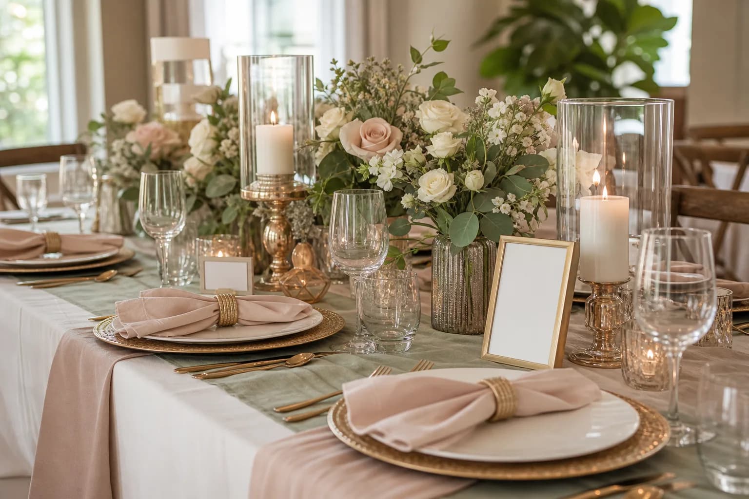Generated styling preview of table decor and linen rentals