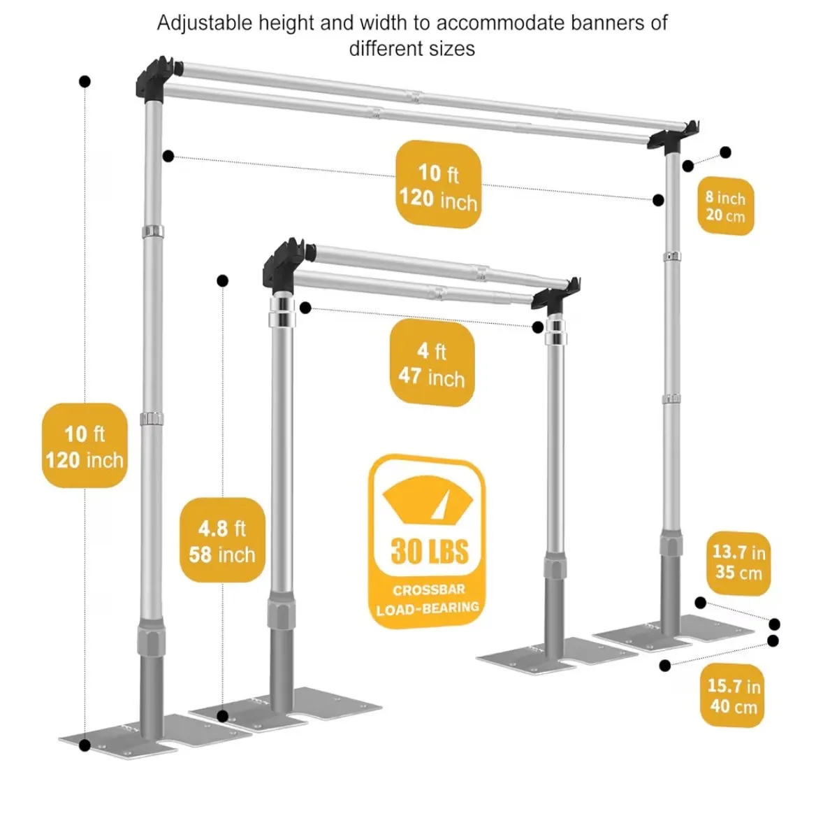 Adjustable Backdrop Stand reference image for HD Party Supplies rental planning