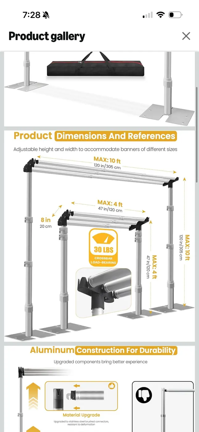 Backdrop Stand Reference reference image for HD Party Supplies rental planning