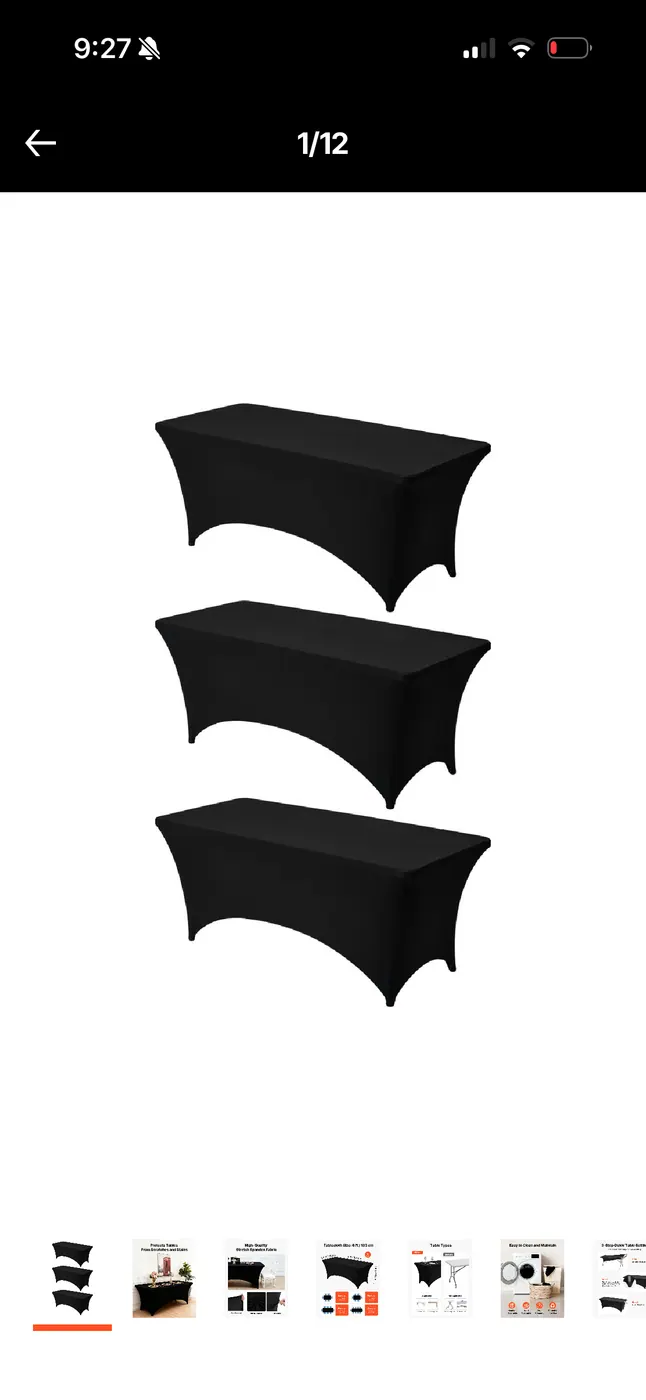 Black Spandex Cocktail Table Covers reference image for HD Party Supplies rental planning