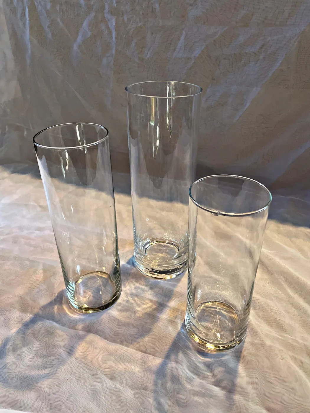 Clear Glass Vase Set available party rental item from HD Party Supplies