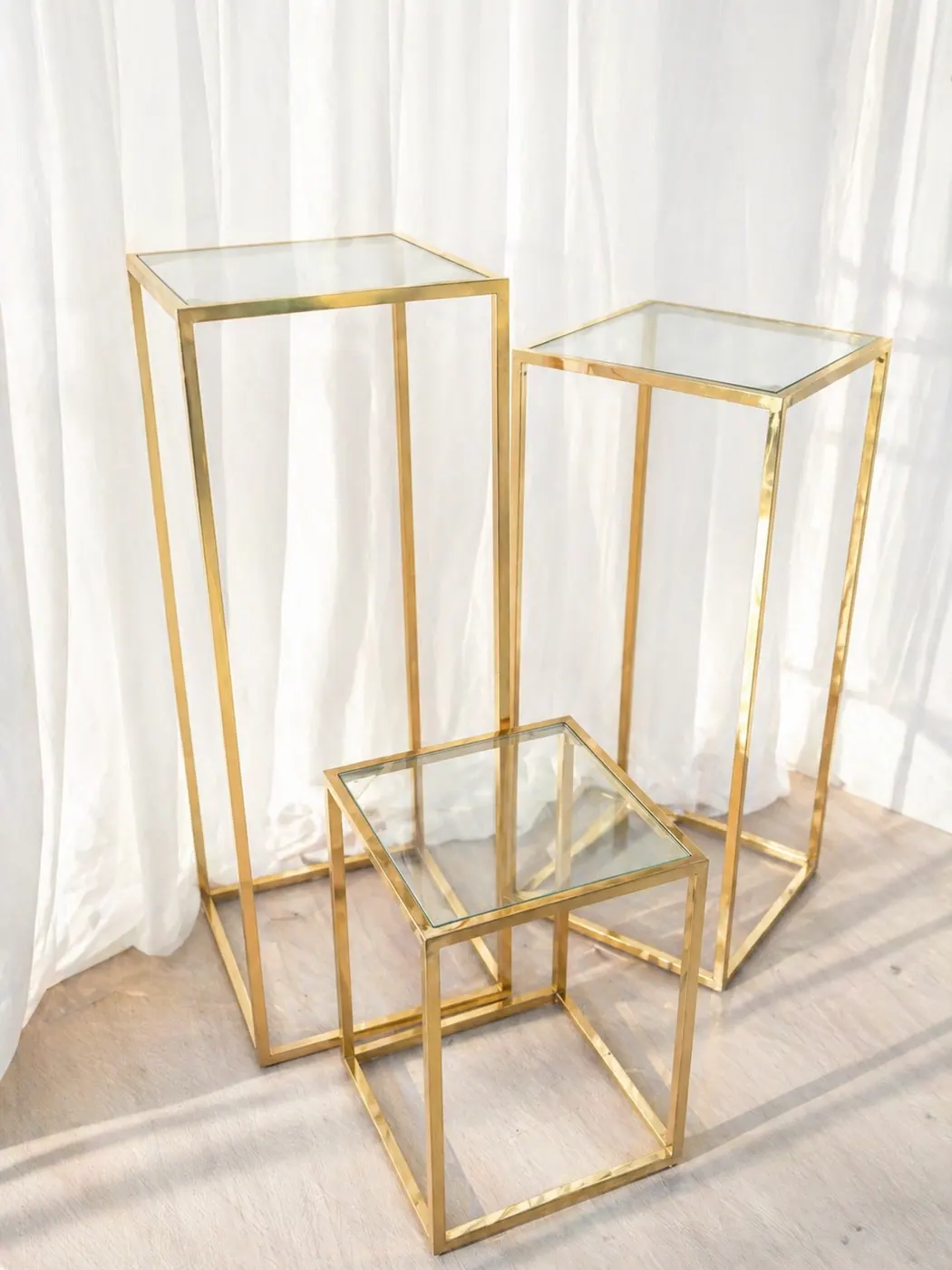 Gold Display Pedestal Set available party rental item from HD Party Supplies