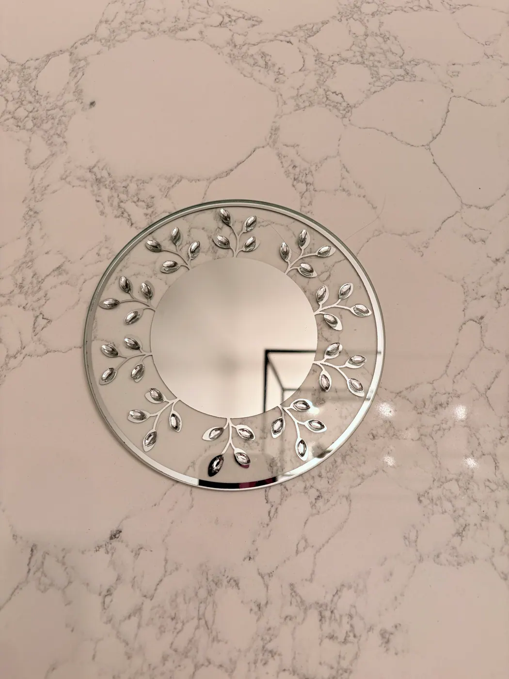 Round Mirrored Charger or Tray available party rental item from HD Party Supplies