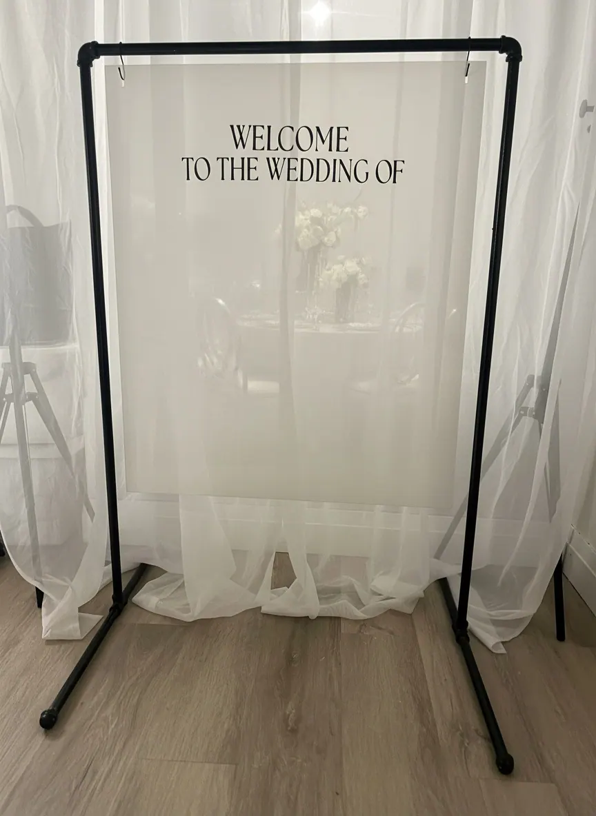 Welcome Sign on Black Frame available party rental item from HD Party Supplies