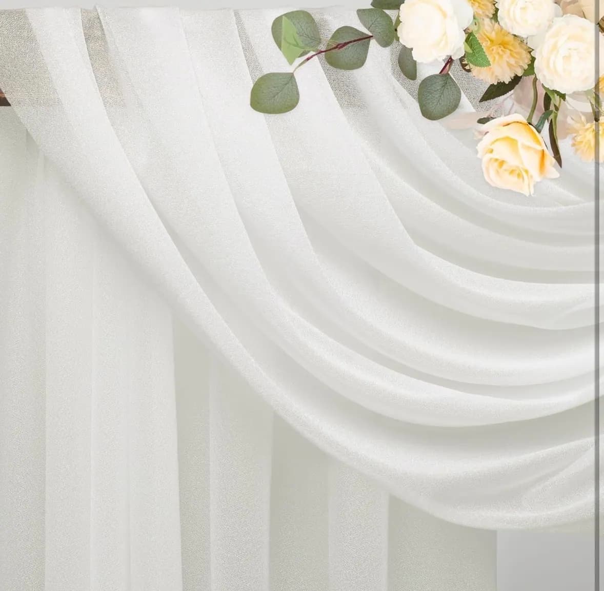 White Draped Backdrop Fabric reference image for HD Party Supplies rental planning