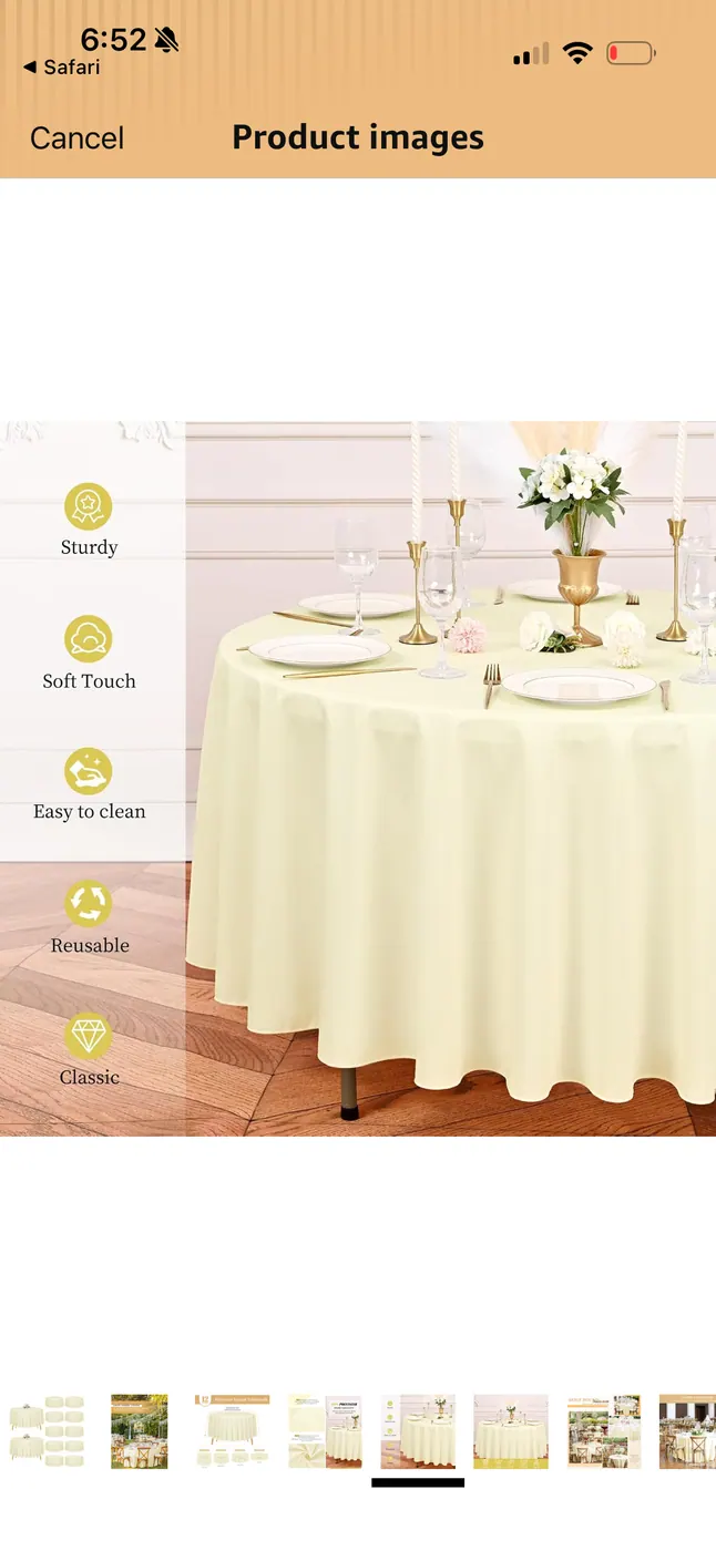 Round Table Linen Reference reference image for HD Party Supplies rental planning